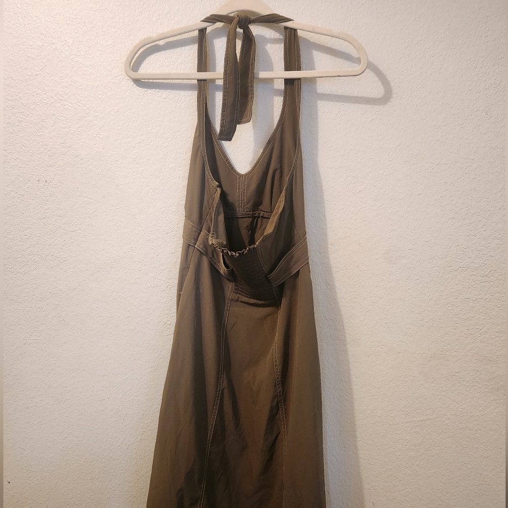 Athleta Olive Green Halter Dress | Athletic Swim Material | Size Small (4-6) - Picture 5 of 6